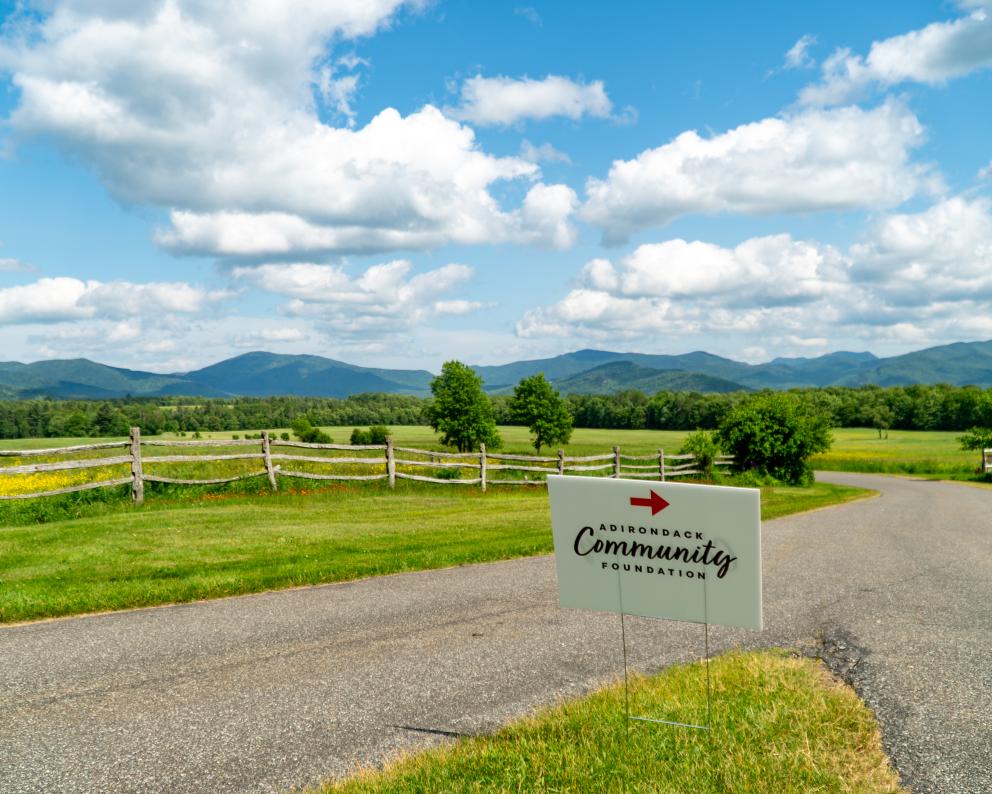 directional sign for Adirondack Community Foundation
